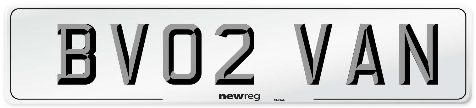 BV02 VAN Number Plate from New Reg
